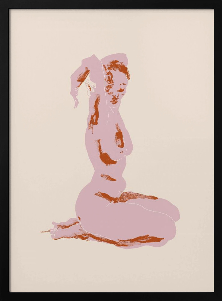 Poster - Nude, Arms Folded Over Her Head dark wood poster frame