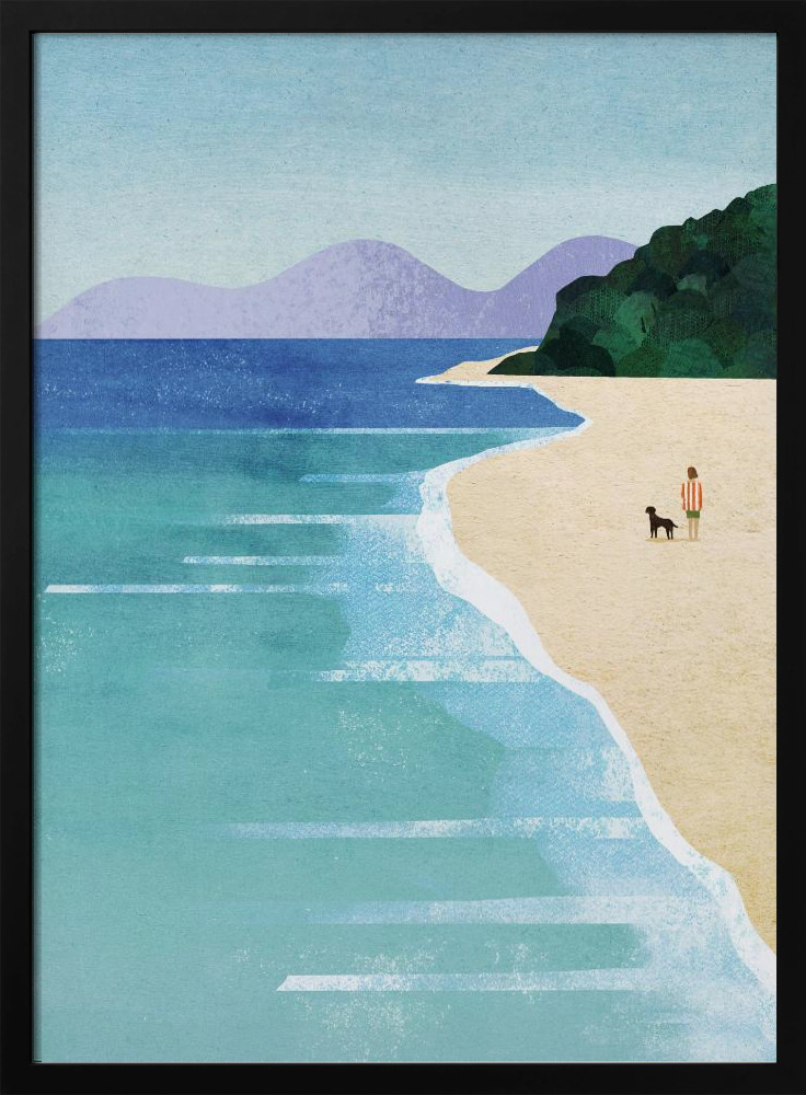 Poster - Beach Girl iii dark wood poster frame