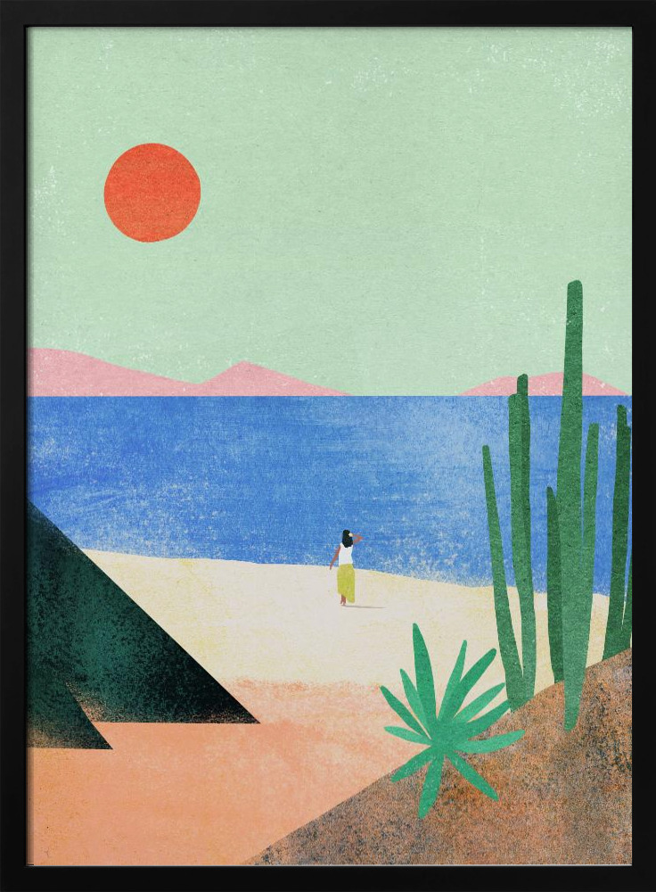 Poster - Beach Girl ii dark wood poster frame