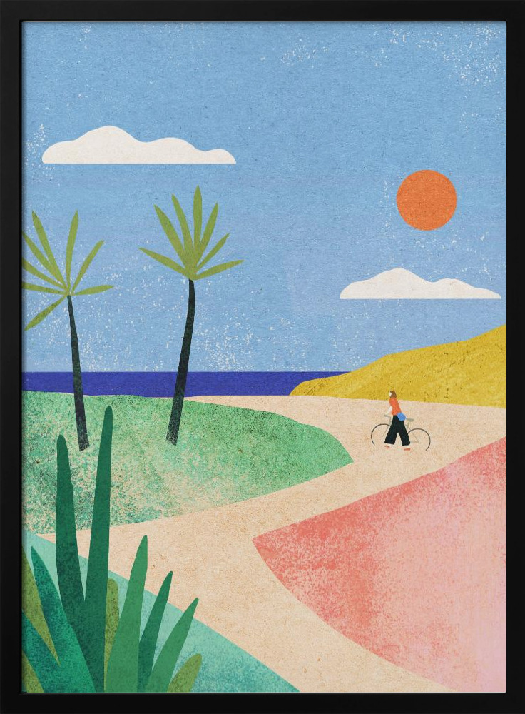 Poster - Beach Girl dark wood poster frame