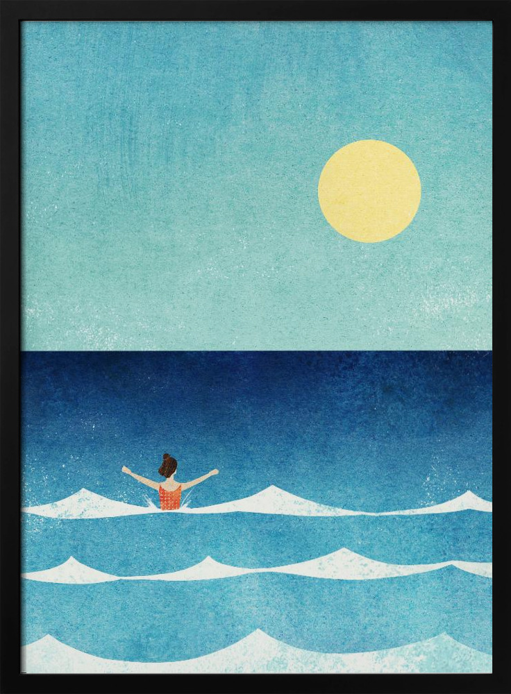 Plakat - Sea Swim ii dark wood poster frame