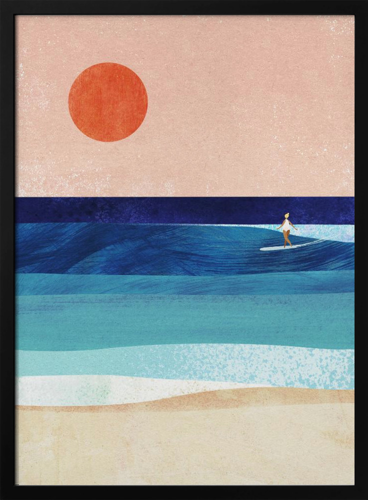 Juliste - Surf Girl tumma puu julisteen kehys