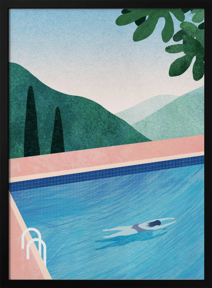 Poster - Swimming Pool ii dark wood poster frame
