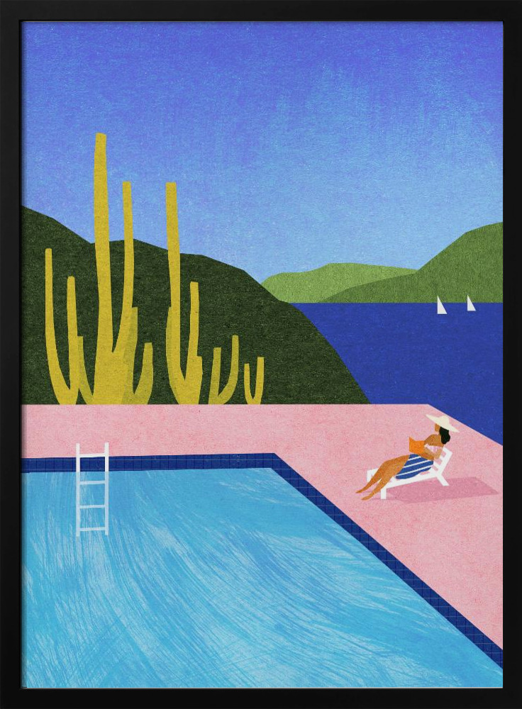 Poster - Swimming Pool dark wood poster frame