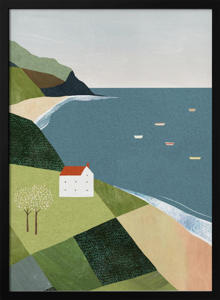 Plakat - House on the Cliff dark wood poster frame