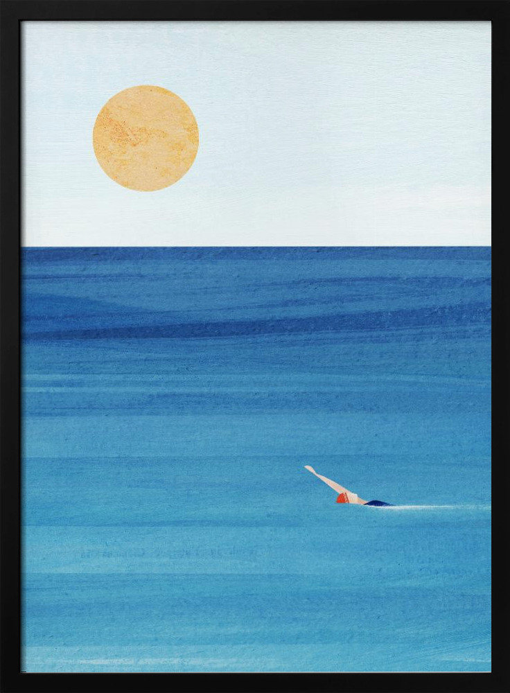 Poster - Sea Swim dark wood poster frame