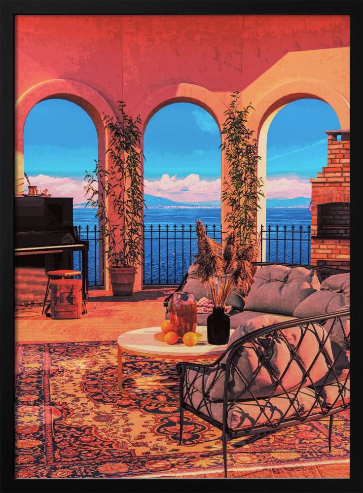 Poster - Piano Terrace dark wood poster frame