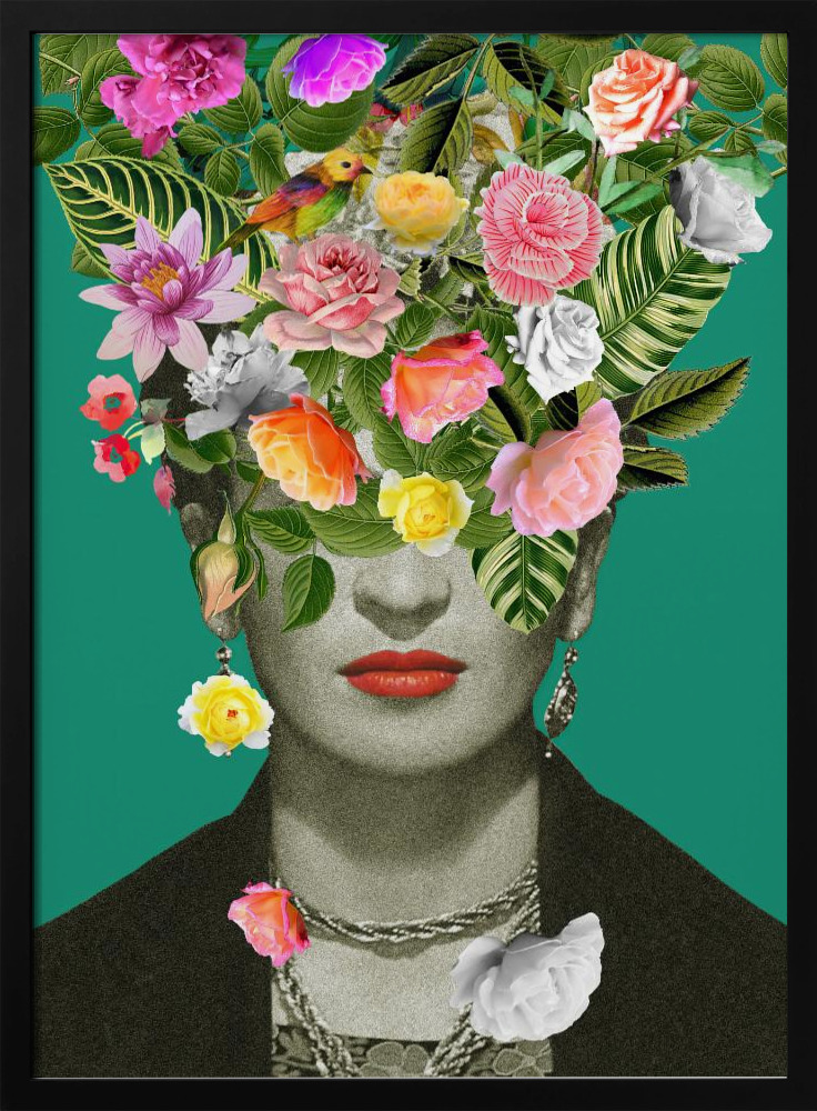 Poster - Floral Frida dark wood poster frame