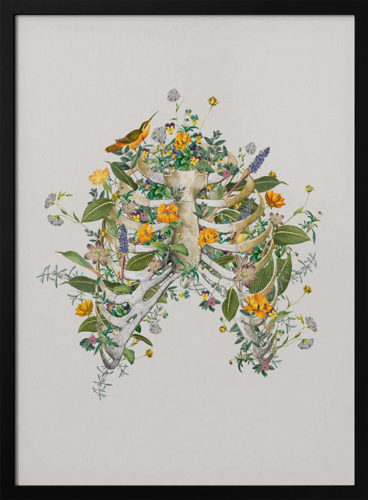 Poster - Floral thorax posterframe van donker hout