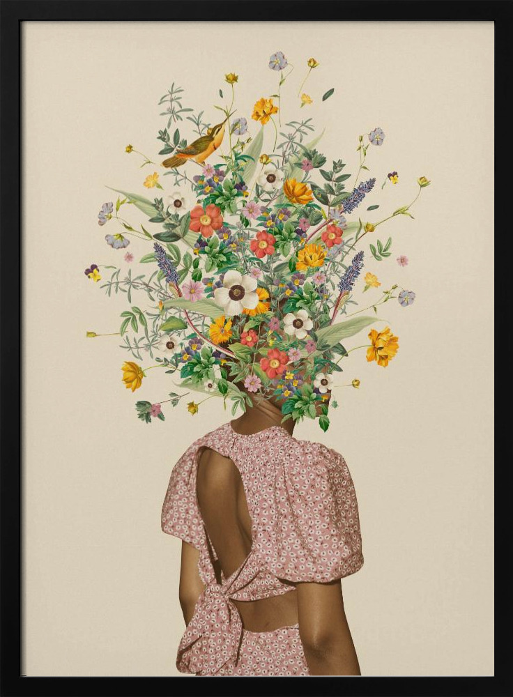 Poster - Wildflower bouquet dark wood poster frame