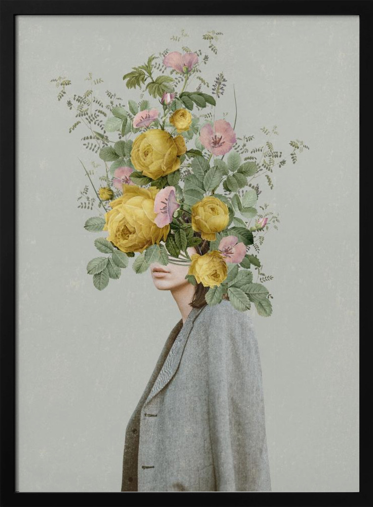 Poster - Yellow bouquet dark wood poster frame