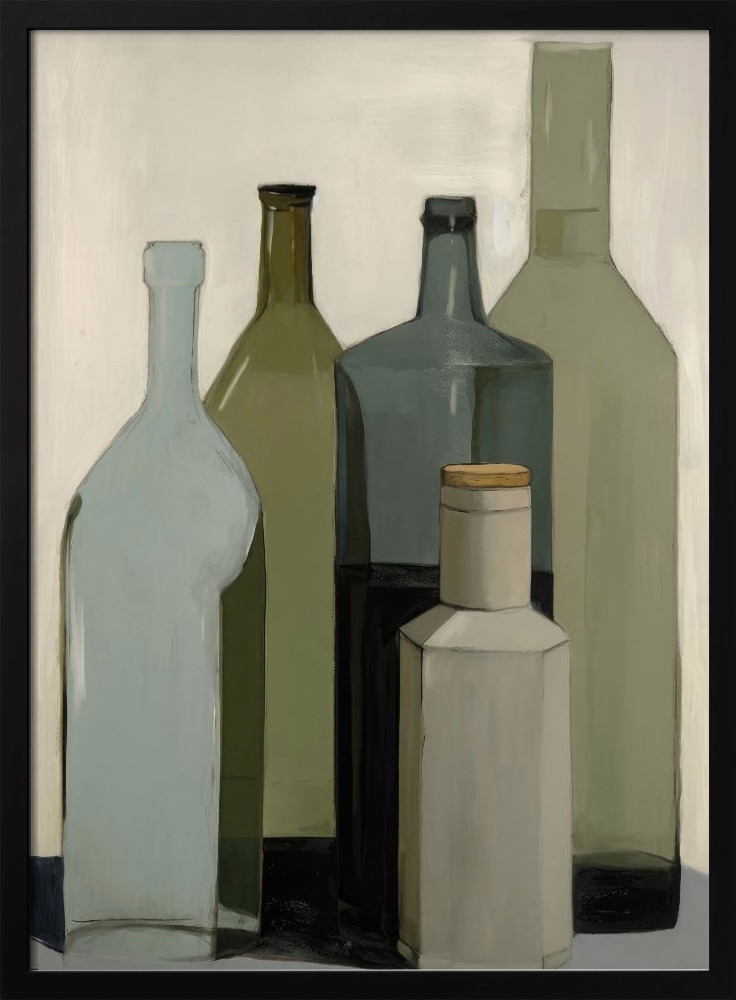 Poster - Big Green Bottles dark wood poster frame