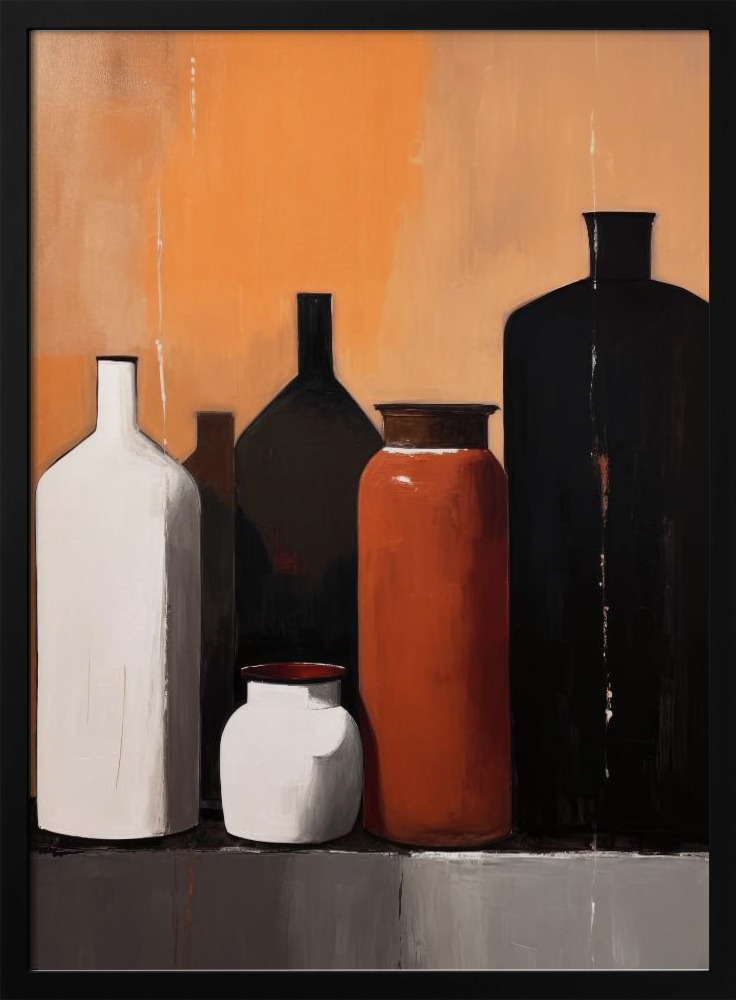 Juliste - Still Life With Big Bottles tumma puu julisteen kehys
