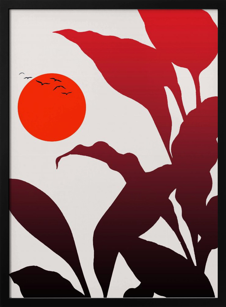 Poster - Tropical Sunset dark wood poster frame