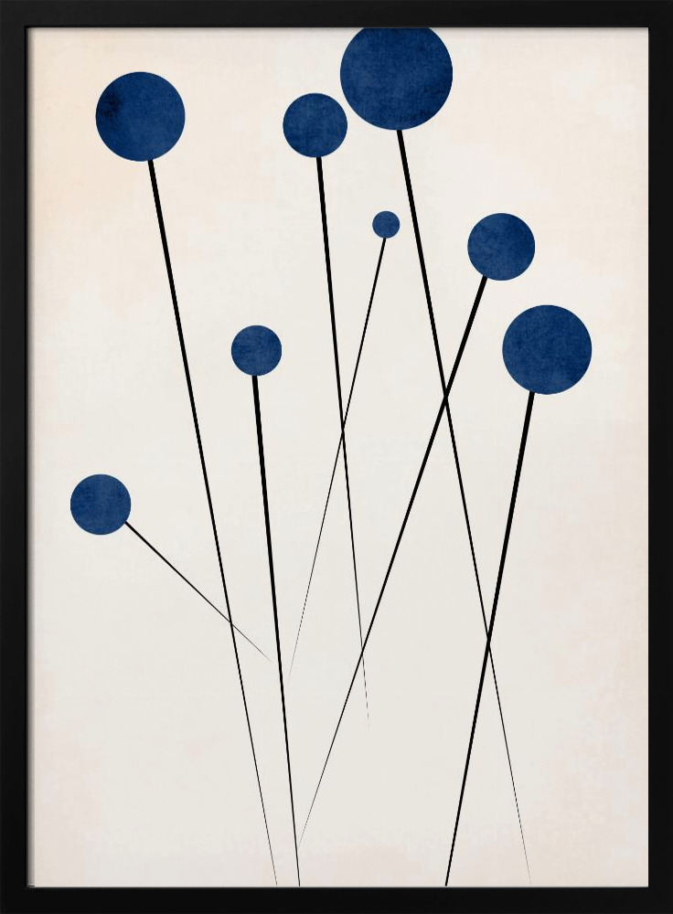 Poster - Wild Blueberries posterframe van donker hout