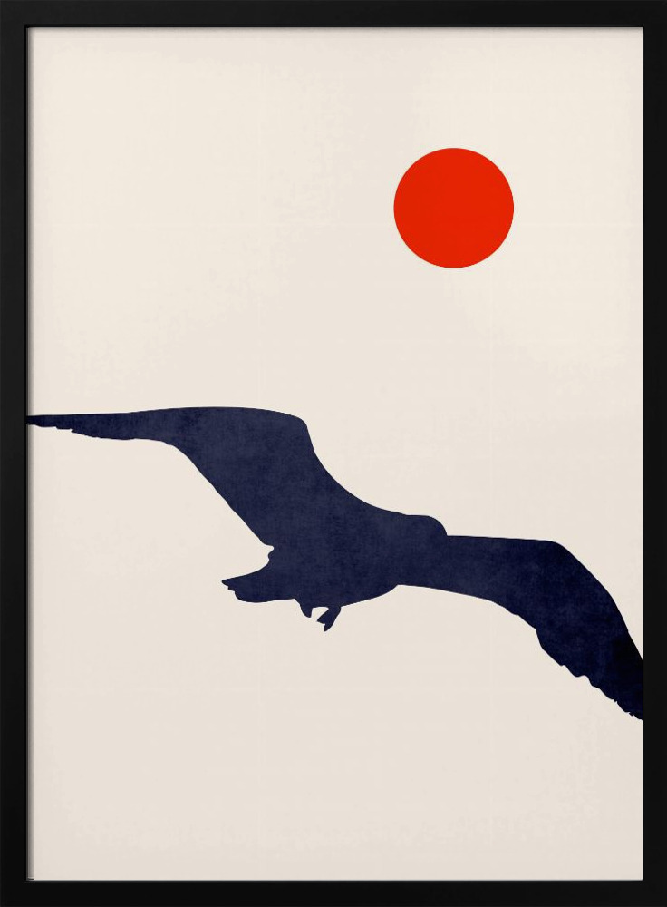 Poster - Seagull dark wood poster frame