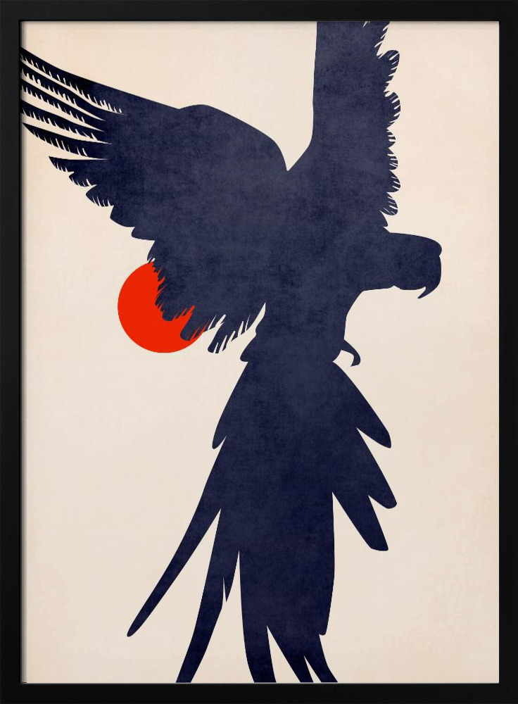 Poster - Parrot posterframe van donker hout