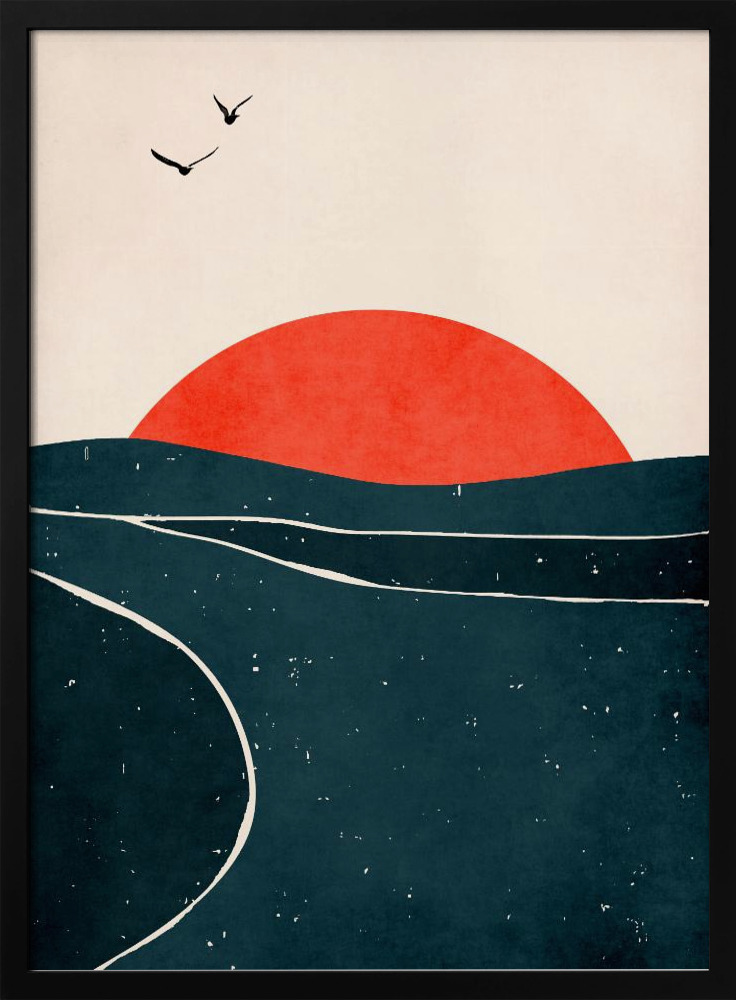 Poster - Dancing Seagulls dark wood poster frame