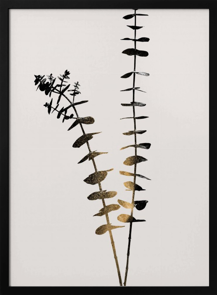Poster - Eucalyptus Dark Gold posterframe van donker hout