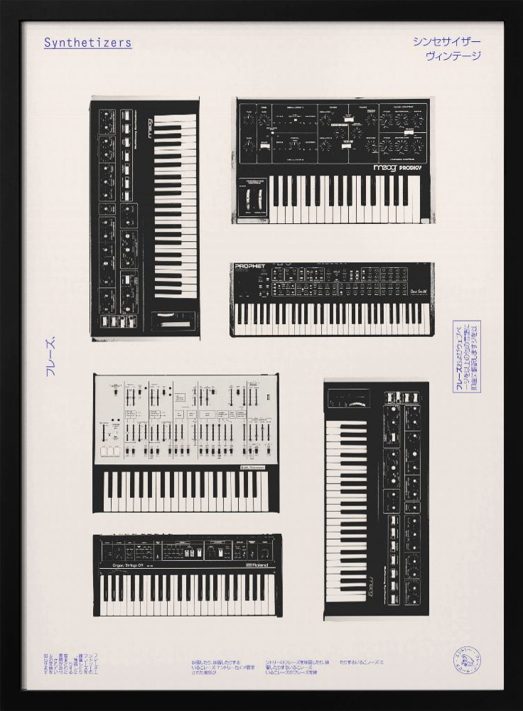 Affiche - Synthetisers cadre de poster en bois foncé