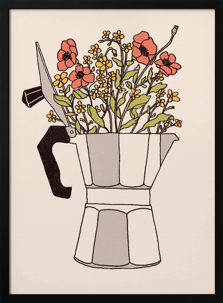 Poster - Moka Flowers dark wood poster frame