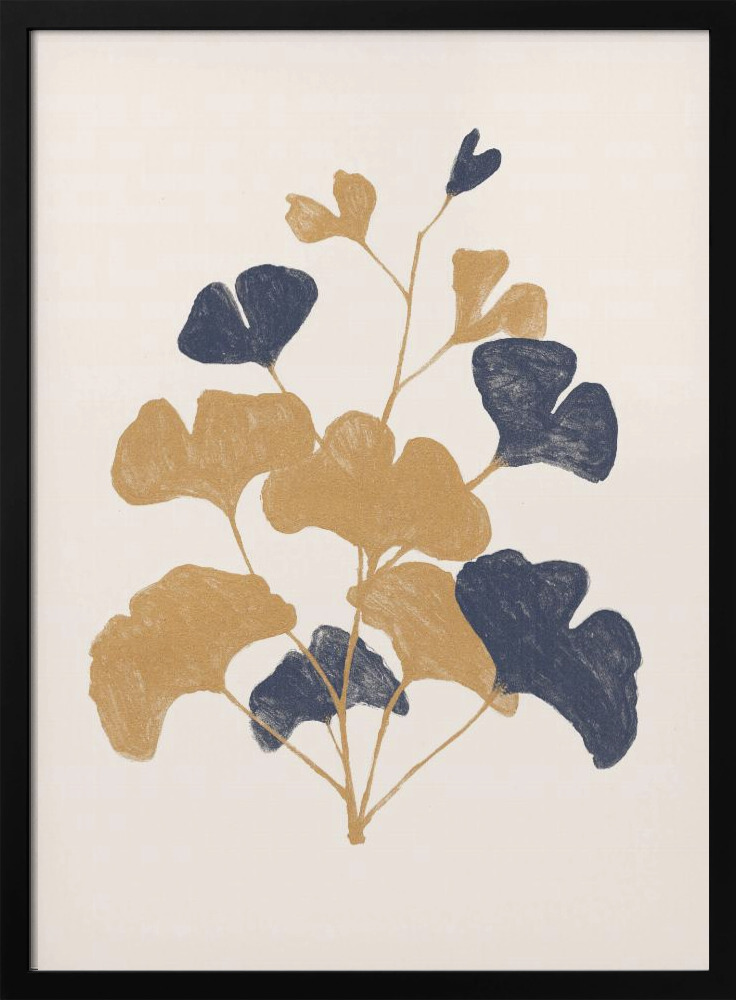 Affiche - Golden Ginko cadre de poster en bois foncé