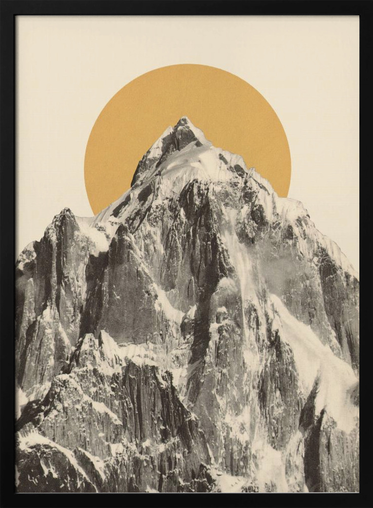 Poster - - Mountainscape posterframe van donker hout