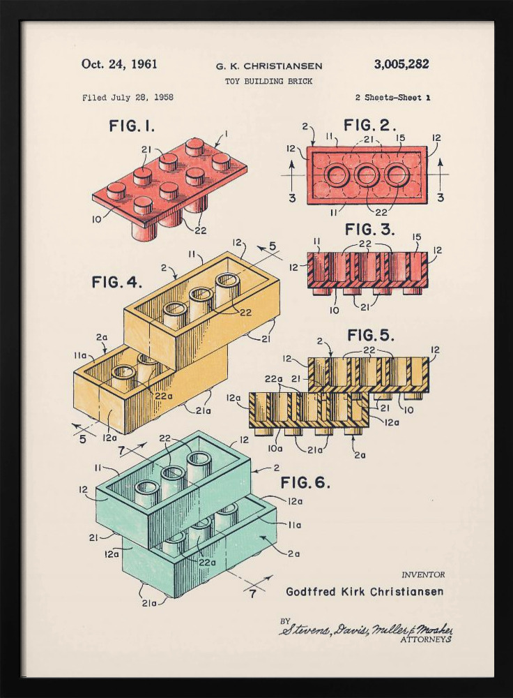 Poster Lego Colors - Affisch posterram i mörkt trä