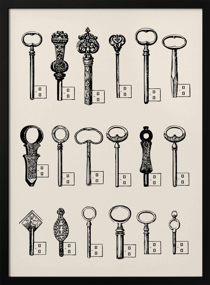 Affiche - Usb Keys cadre de poster en bois foncé