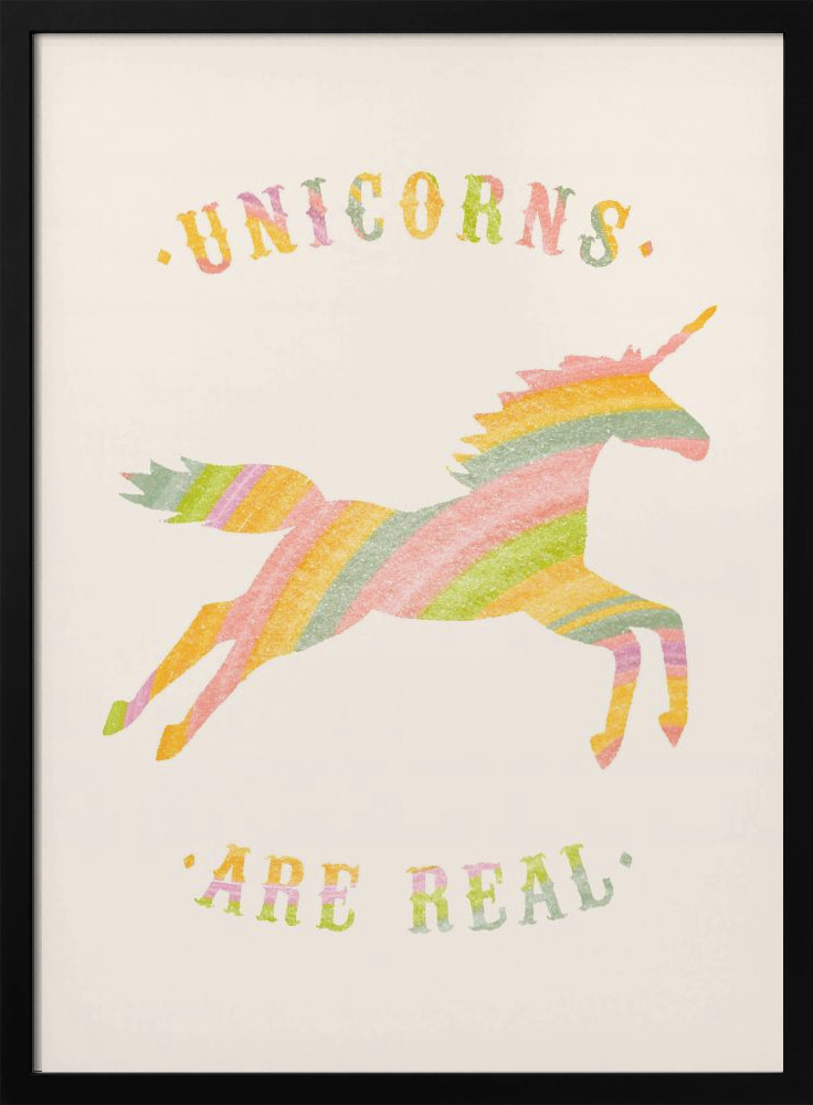 Poster - Unicorns Are Real posterframe van donker hout