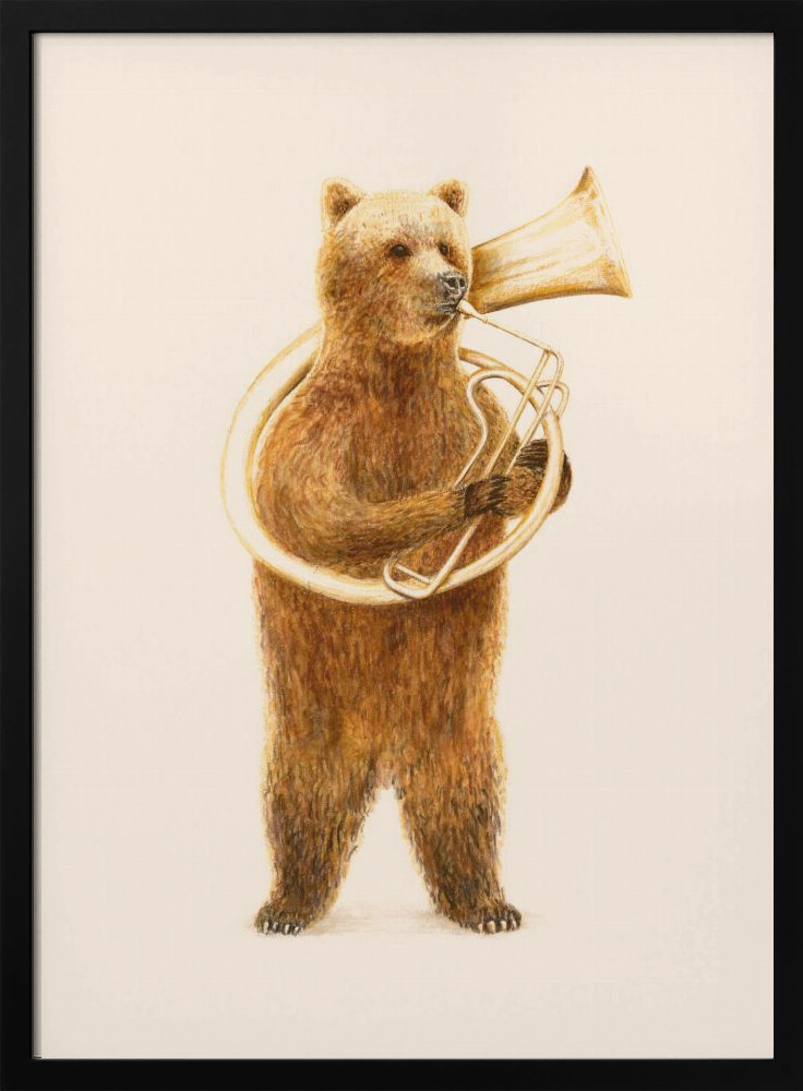 Póster - The Bear and His Helicon dark wood poster frame