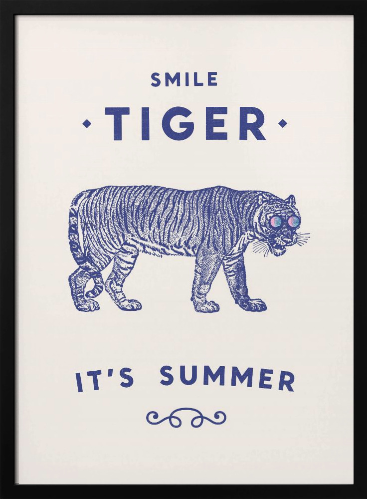 Poster - Smile Tiger dark wood poster frame