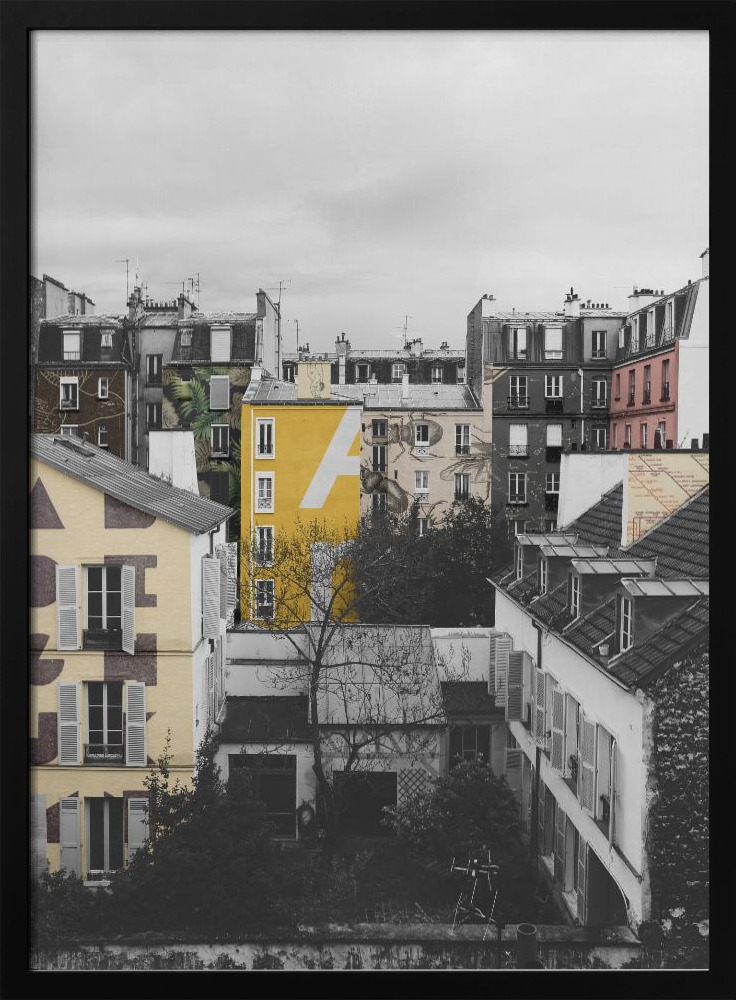 Poster - Paris Tags posterframe van donker hout