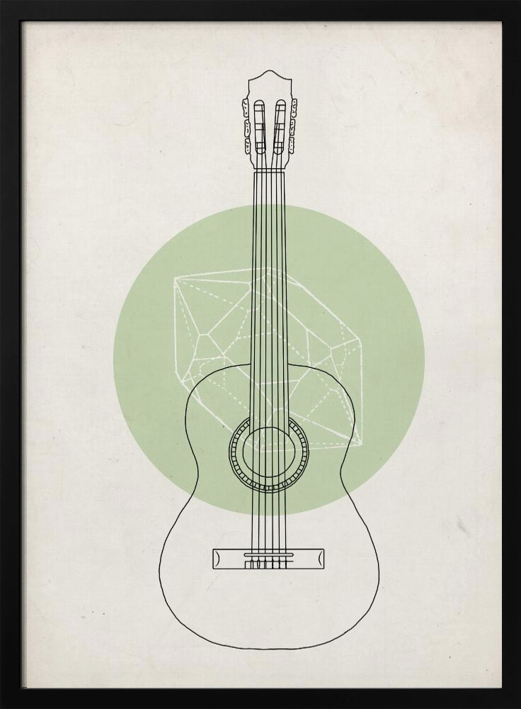 Poster - Guitar posterframe van donker hout
