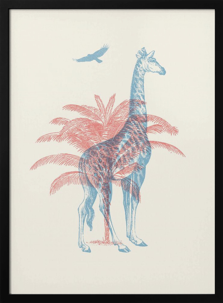 Poster - Giraffe dark wood poster frame