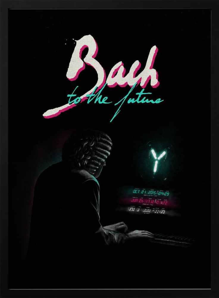 Poster - Bach To The Future Nº2 posterframe van donker hout