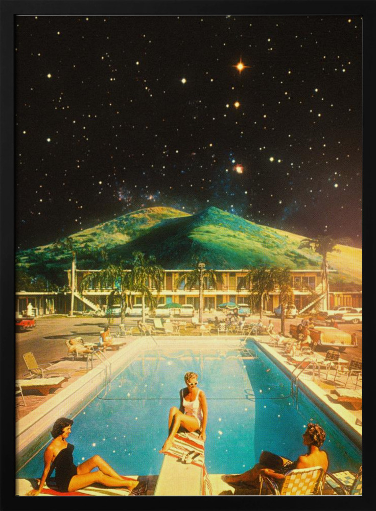 Poster - Space Pool dark wood poster frame