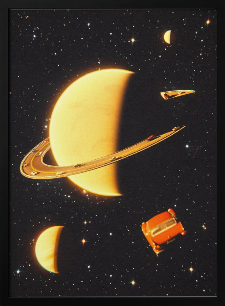 Poster - Rings of Saturn dark wood poster frame