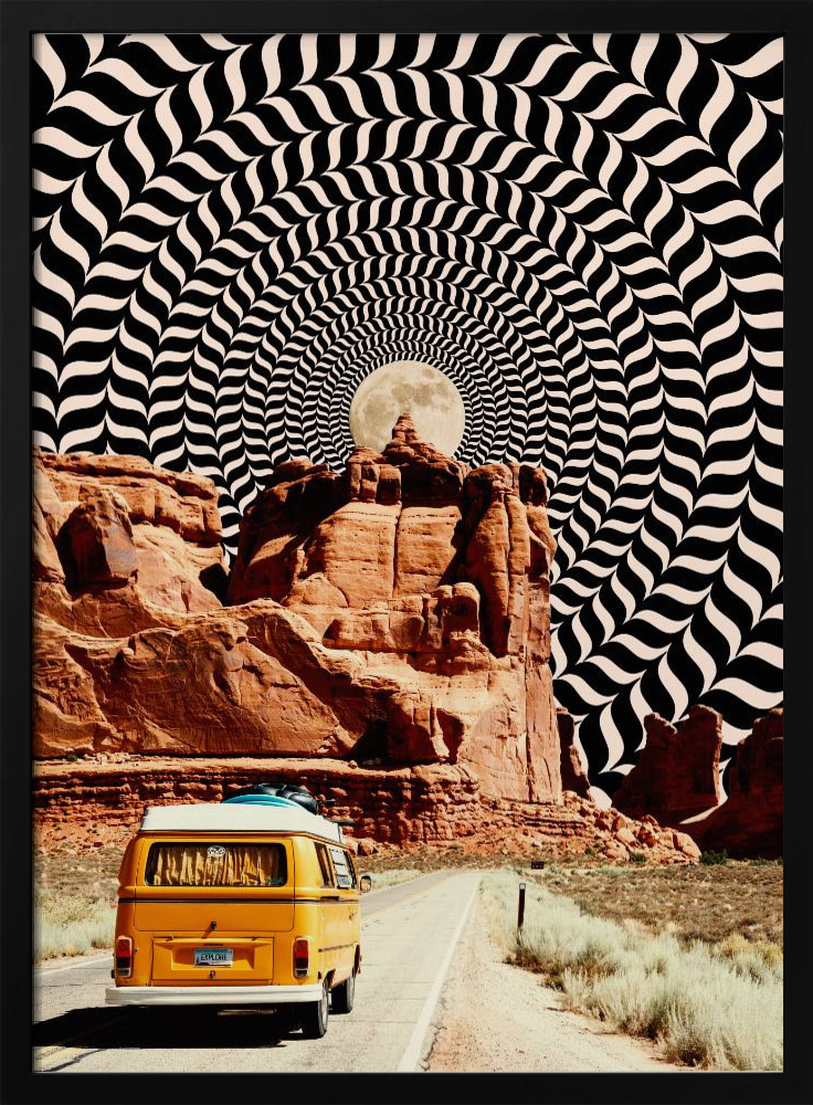 Poster - The Real Road Trip dark wood poster frame