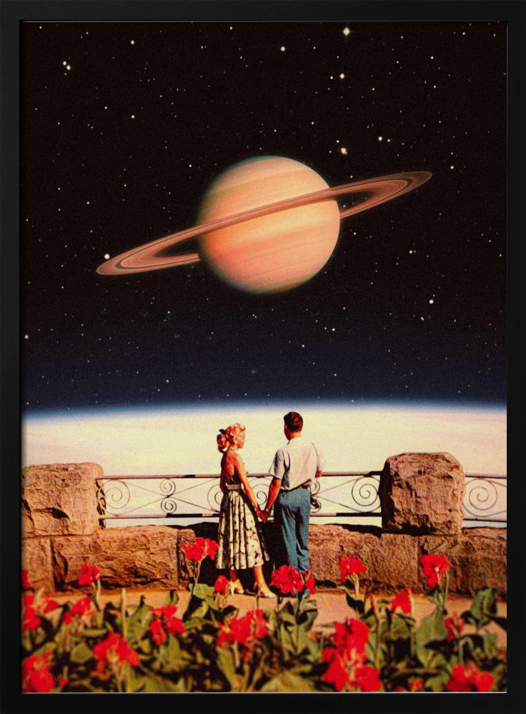 Poster - Lovers In Space dark wood poster frame