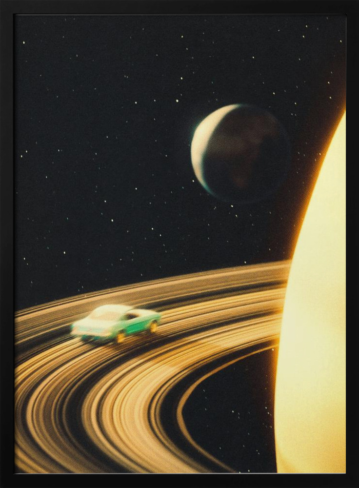 Poster - Saturn Highway posterframe van donker hout