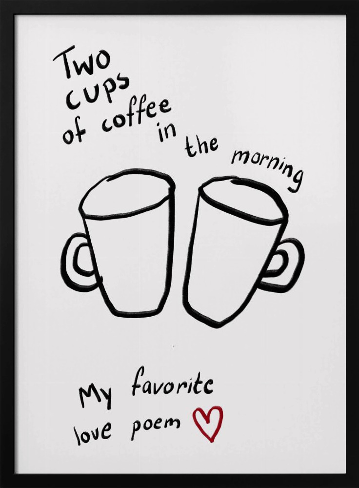 Poster - Two Cups posterframe van donker hout