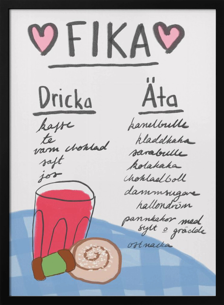 Poster - Fika posterframe van donker hout