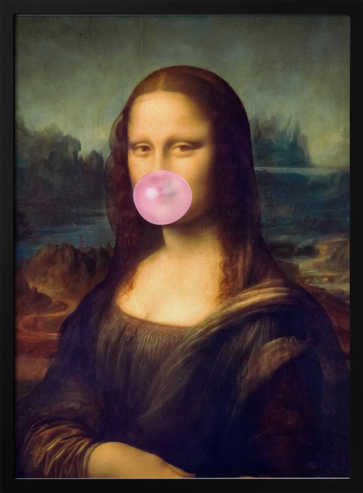 Poster - Mona Lisa Bubble Gum dark wood poster frame