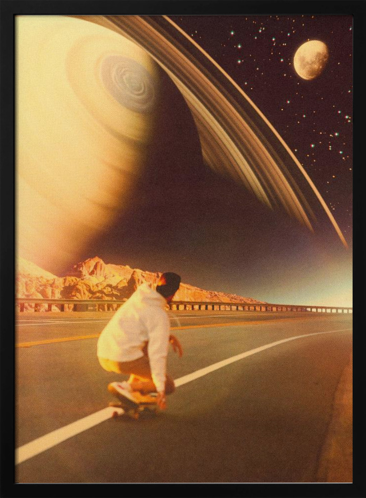 Poster - - Space Sk8er posterframe van donker hout