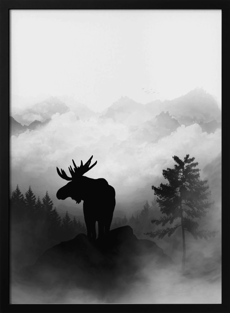 Poster - Moose dark wood poster frame