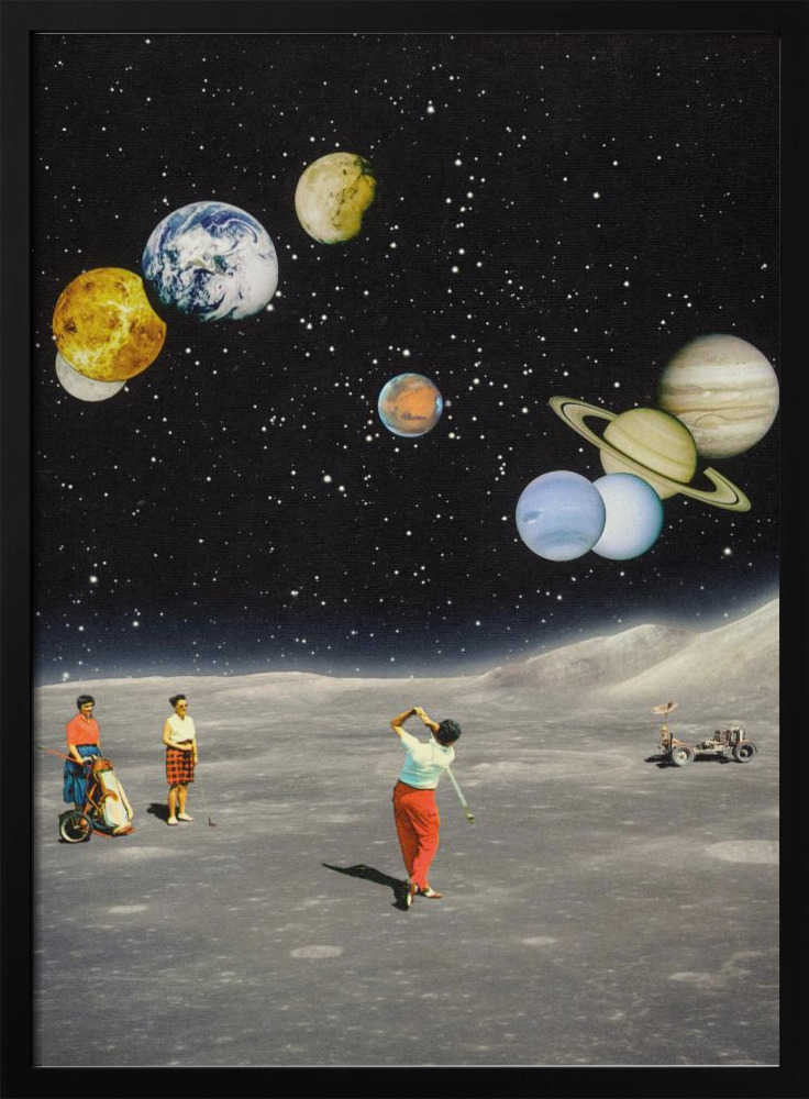 Poster - Space Golf dark wood poster frame