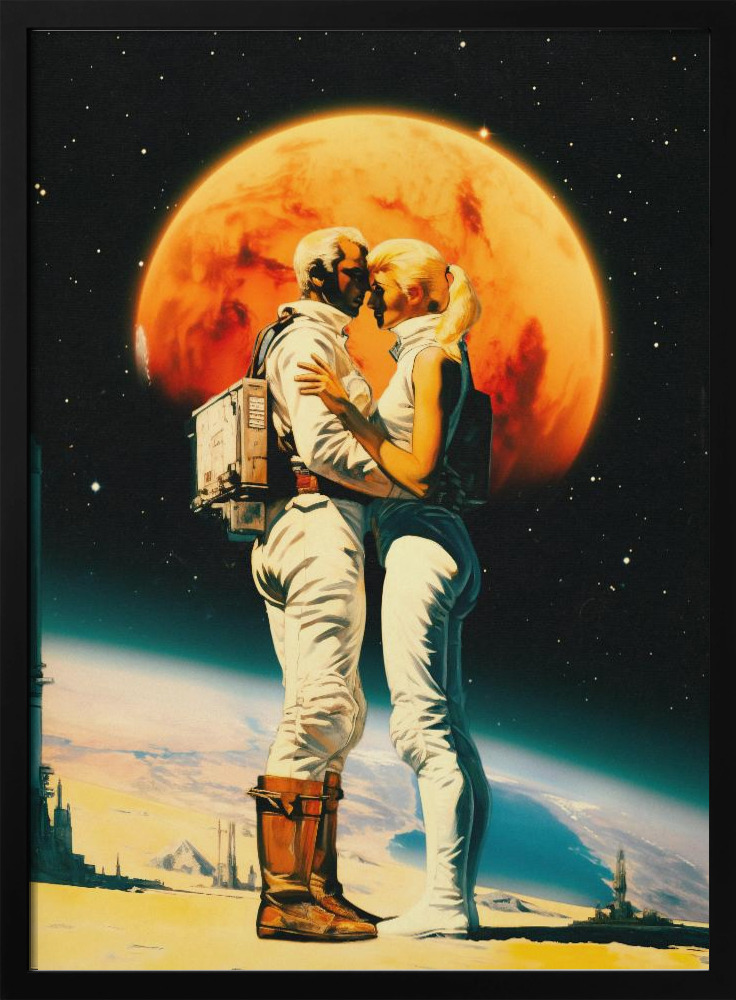 Poster - Intergalactic Love dark wood poster frame
