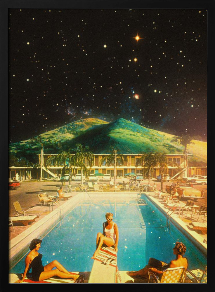 Poster - Space Pool dark wood poster frame