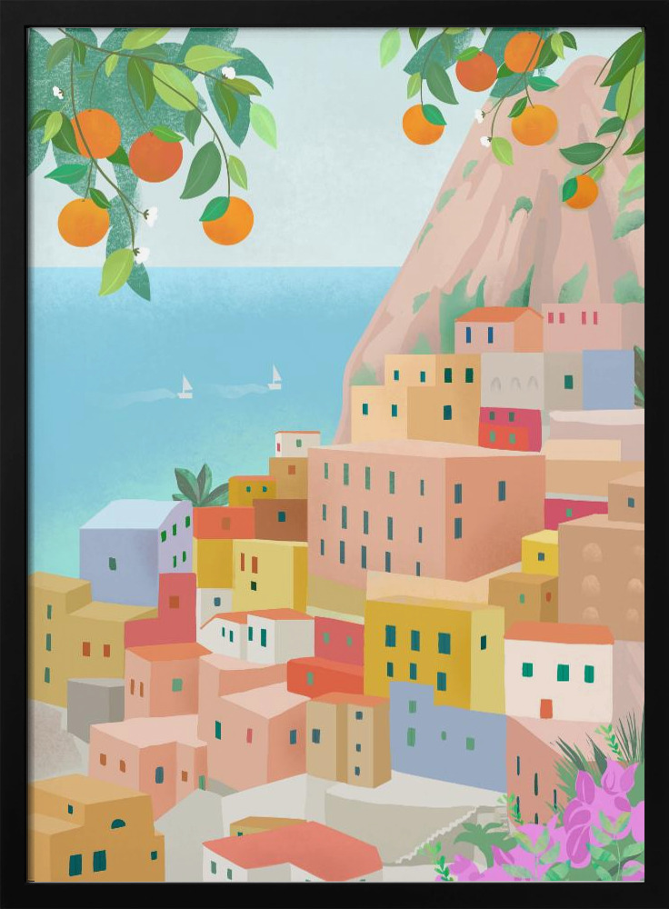 Affiche - Amalfi cadre de poster en bois foncé